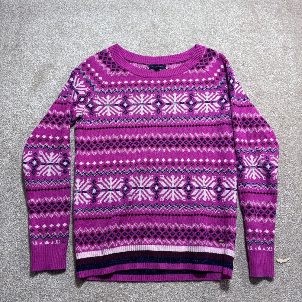 Tommy Hilfiger Women’s Pink Nordic Fair isle pullover sweater, Size S